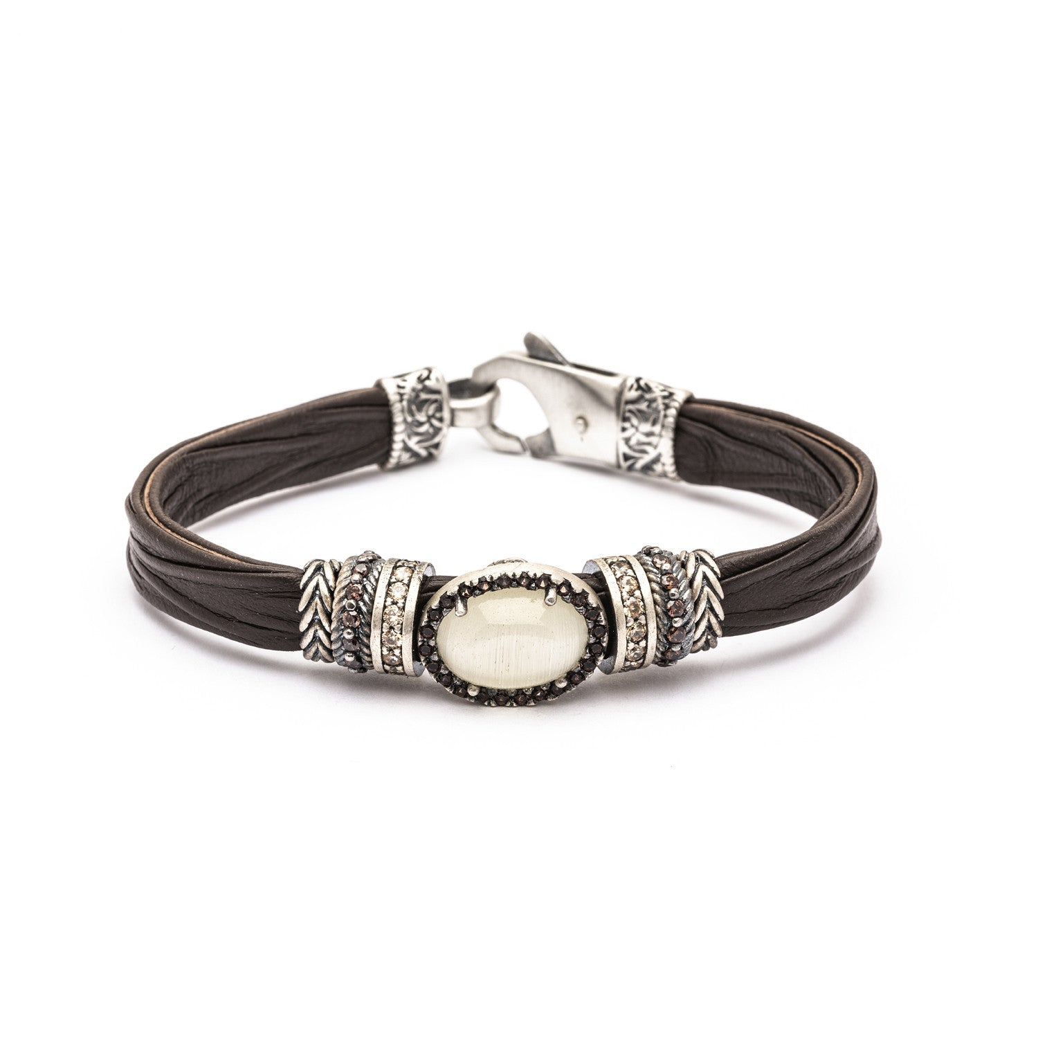 PULSERA RAIVE CUERO OJO BLANC