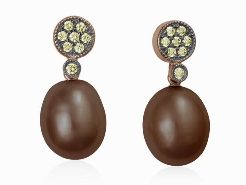PENDIENTES LIA CON PERLA CHOCOLATE