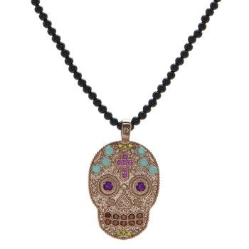 colgante raive calavera mex cruz rosa