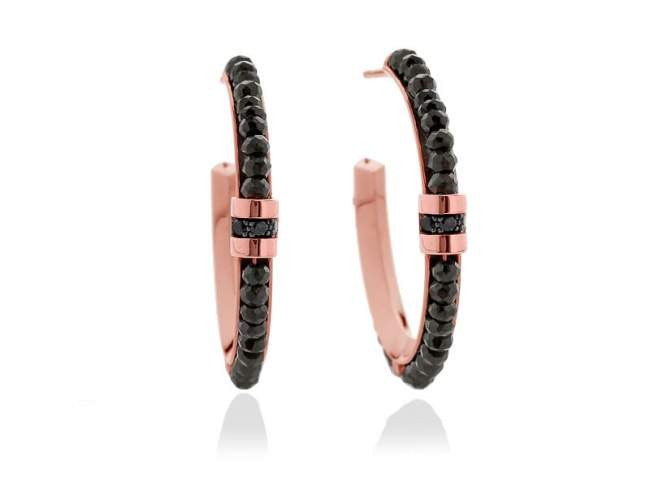 pendientes ada negro en plata rosa