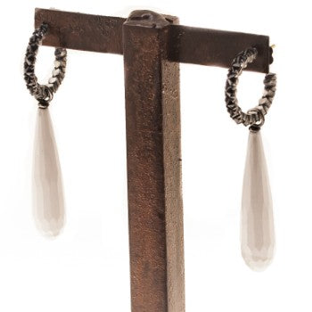 pendientes love small agata blanca