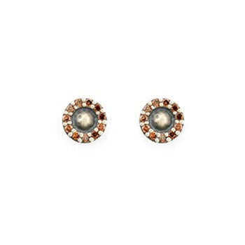 PENDIENTES SUNFIELD BOTON PLATA COÑAC