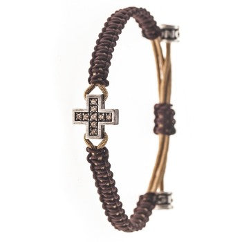 pulsera croix brune