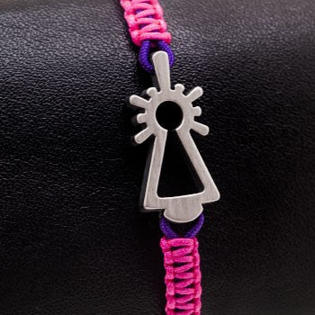 PULSERA VIRGEN NYLON ROSA/MORADA