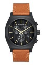 reloj nixon time teller chrono leather black/stamped