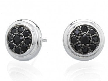 pendientes boton zirconitas negras
