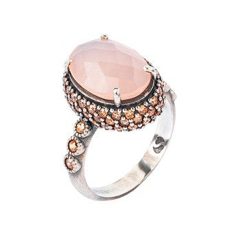 ANILLO SUNFIELD PAVE COÑAC CUARZO ROSA
